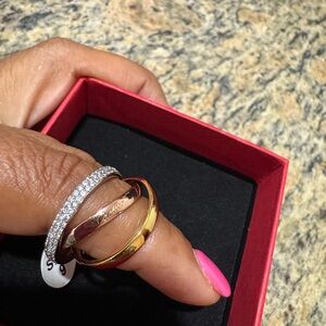 Elegant Gold and Silver Ring Set
